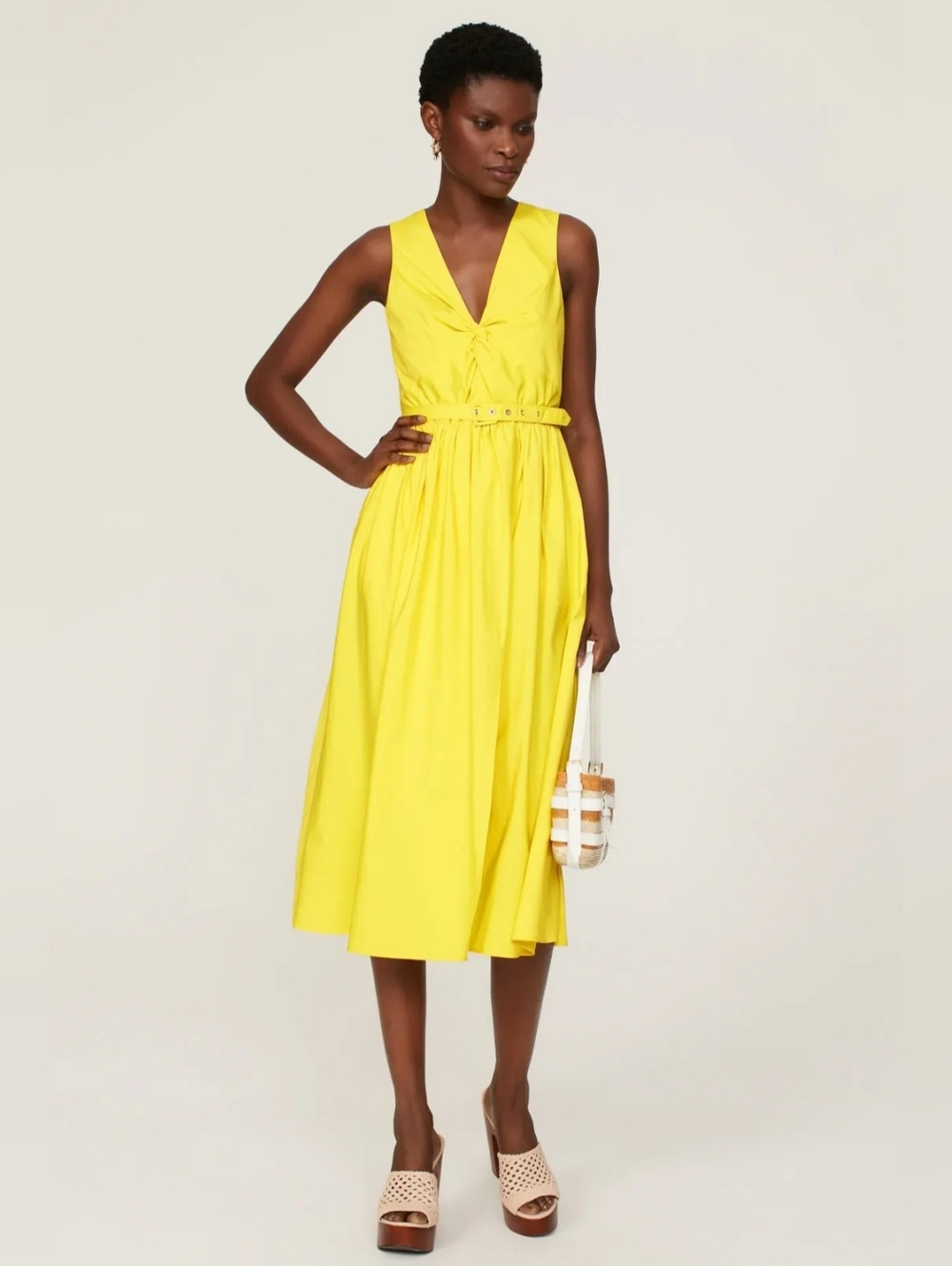 Toccin Women's Twist Front Dress in Yellow, Size 8, $445